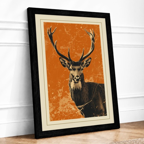 Stag earth rustic framed - stag, in
