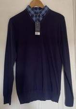 Mens Navy Jumper With Mock