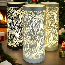 LED Table Lamps Battery Powered Cordless Glass Christmas Lights Sparkling Leaves