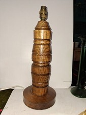 Large turned oak table - large, lamp