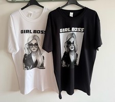 Women's Girl Boss Slogan Printed T-Shirt Ladies Oversized Short Sleeve Tee Tops