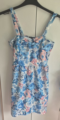 Blue white floral dress - blue, &