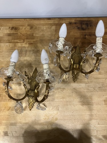 Victorian brass wall lights - brass,