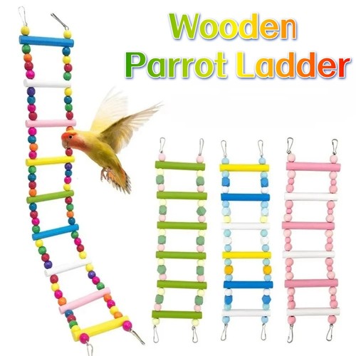 Colorful wooden parrot ladder - colorful,