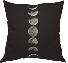 PAIR OF MOON PHASE THROW PILLOW CUSHION COVERS ~ MOON DECOR ~ WITCHY GIFTS DECOR