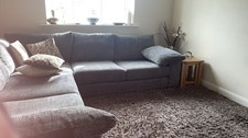 5 Seater Modern Grey Fabric Large Corner Sofa– 3 Piece With Storage Footstool