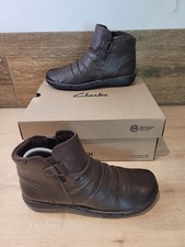 Clarks Womens Un Loop Top Leather Boots Uk 5 D Dark Brown Ankle Boots Boxed 
