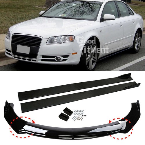 Gloss black front bumper lip - black,