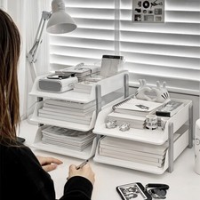 2/3/4Tier Office Filing Tray Letter Rack Desk Organiser Paper A4 Document Holder