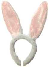 Pink and White Bunny Rabbit Ears Alice Band Headband Fancy Dress Party Easter 