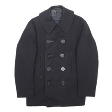 Mens Black Wool Blend Pea