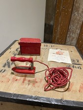 Vintage Baby Boudoir Travel Iron Midget Mini Small Iron Boxed Manual Red