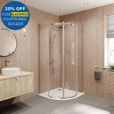 900 x 900mm Quadrant Shower Enclosure Frameless Walk In 8mm Glass Tray & Waste
