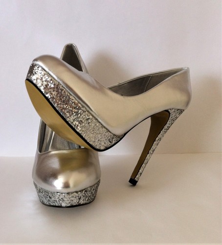 Georgina silver glitter heel