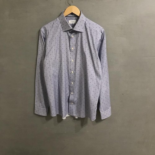 Men eton shirt - navy, cotton
