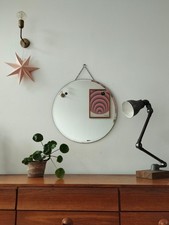 Large Circular Frameless Mirror - 1950s, bevelled, lightly foxed
