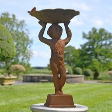 Rustic Cast Iron Cherub Bird
