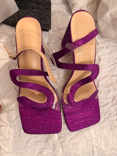 Women purple glitter block - purple,