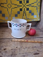 A Fantastic Georgian Quart Pottery Two Handled Loving Cup Sponge Ware Spongeware