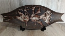 Rare 70s Czech Pottery Bird Display Bowl By Bartosova Lisbeth For Keramia Znaim