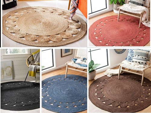 Rug jute round designer carpet - jute,