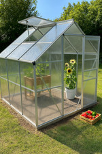 Aluminium Greenhouse Large Outdoor Garden Polycarbonate Frame Shed Base 6x6.4ft