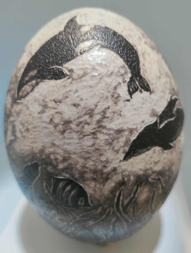 Hand made carved etched emu - made,