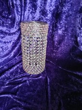  VINTAGE ART DECO PURPLE & CRYSTAL STYLE BEADED RETRO CEILING LIGHT SHADE 
