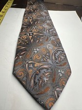 Van Huessen Classic Paisley Tie Silver/Gray/Copper/White XLong 60”x 3.5”  Neckti
