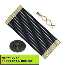 12 Piece Drain Rod Set 9m Plumbing Cleaning Unblock Drainage Worm Screw Plunger