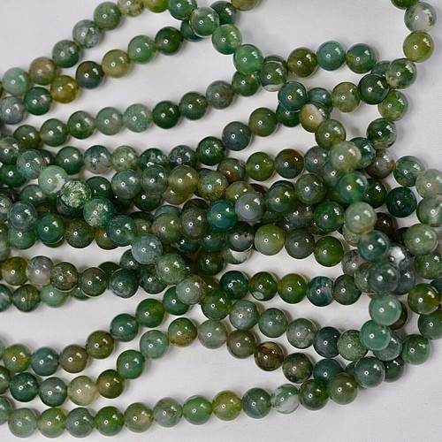 Moss agate beads 8mm - moss,