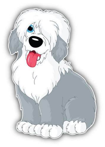 Old english sheepdog car - english,