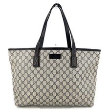 Gucci GG PVC Leather Tote Shoulder Bag Navy Blue Vintage Authentic #725