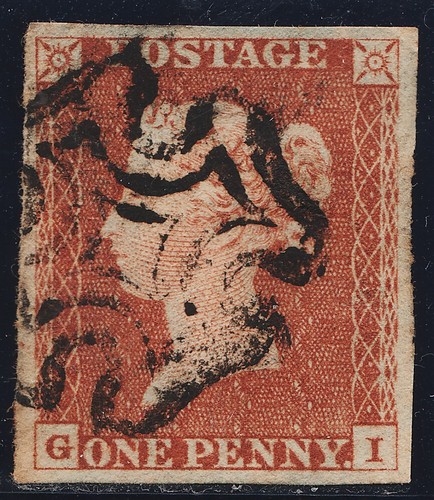 1841 penny red spec bs8 - red, plate