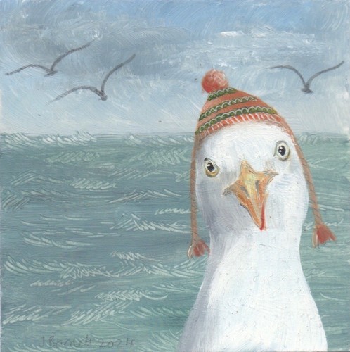 Small oil painting herring - oil,