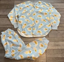 Vintage Looney Tunes Pajamas Womens Large Shirt Pants Set Tweety Bird Flannel