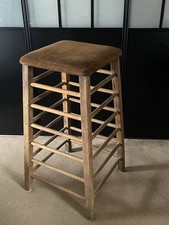 Vintage Suede Oak Gym Agility Stool Vault Horse Prop Artists Model Pedestal