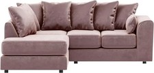 Pink Velvet L-Shaped 4-Seater Corner Sofa Full Foam Cushions LH