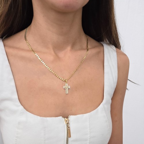 9ct gold diamanté - diamanté, cross