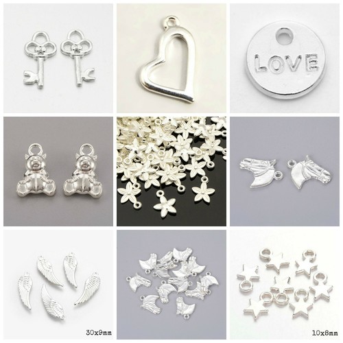 Silver plated charms - silver, jewellery