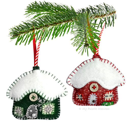 Snowy cottage felt - cottage, christmas