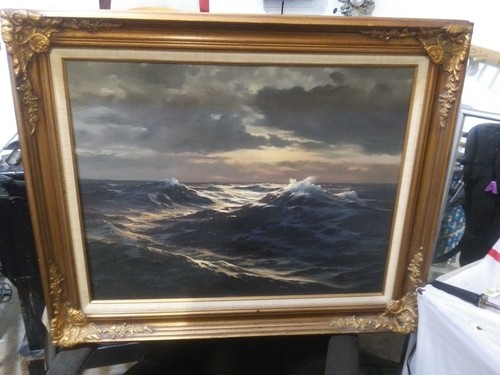 Mid century seascape oil - century,