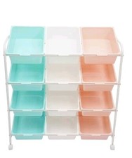 3 Tier Multi Colour Kids Toy Storage Organiser Unit Rack Playroom On Wheels