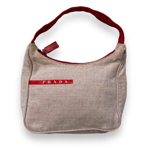 Prada red canvas shoulder bag - canvas,