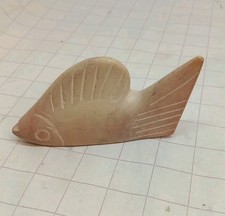 3.5" Hard Carved Soap Stone Fish Ornament Vintage