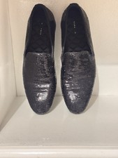 Black Sequined Zara Loafers
