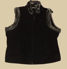 Black GILET waistcoat vest Velour with Grey Faux Fur trim Marks and Spencer M&S 