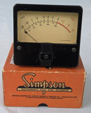 Vintage Simpson Ampex VU Meter Model 142, SK-525-180-1, F.S=200UA, 00064-1 USA