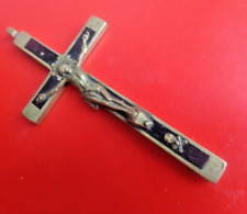 LARGE Vintage GERMAN Crucifix Christ on Cross c.1920/30 metal & ebony 34.1 grams