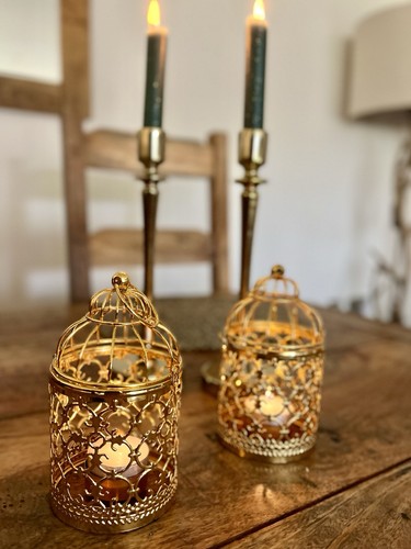 Gold lantern tea light - tea,